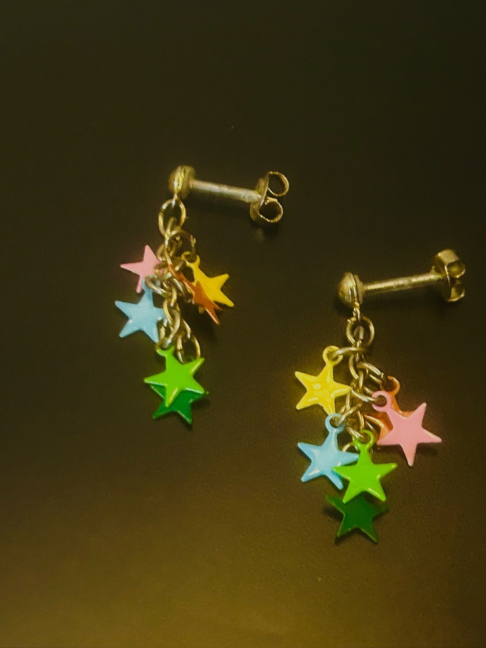 HAPPY PRIDE Vinrage 1990s/1990s Multicolor Rainbow Stars Dangle Earrings